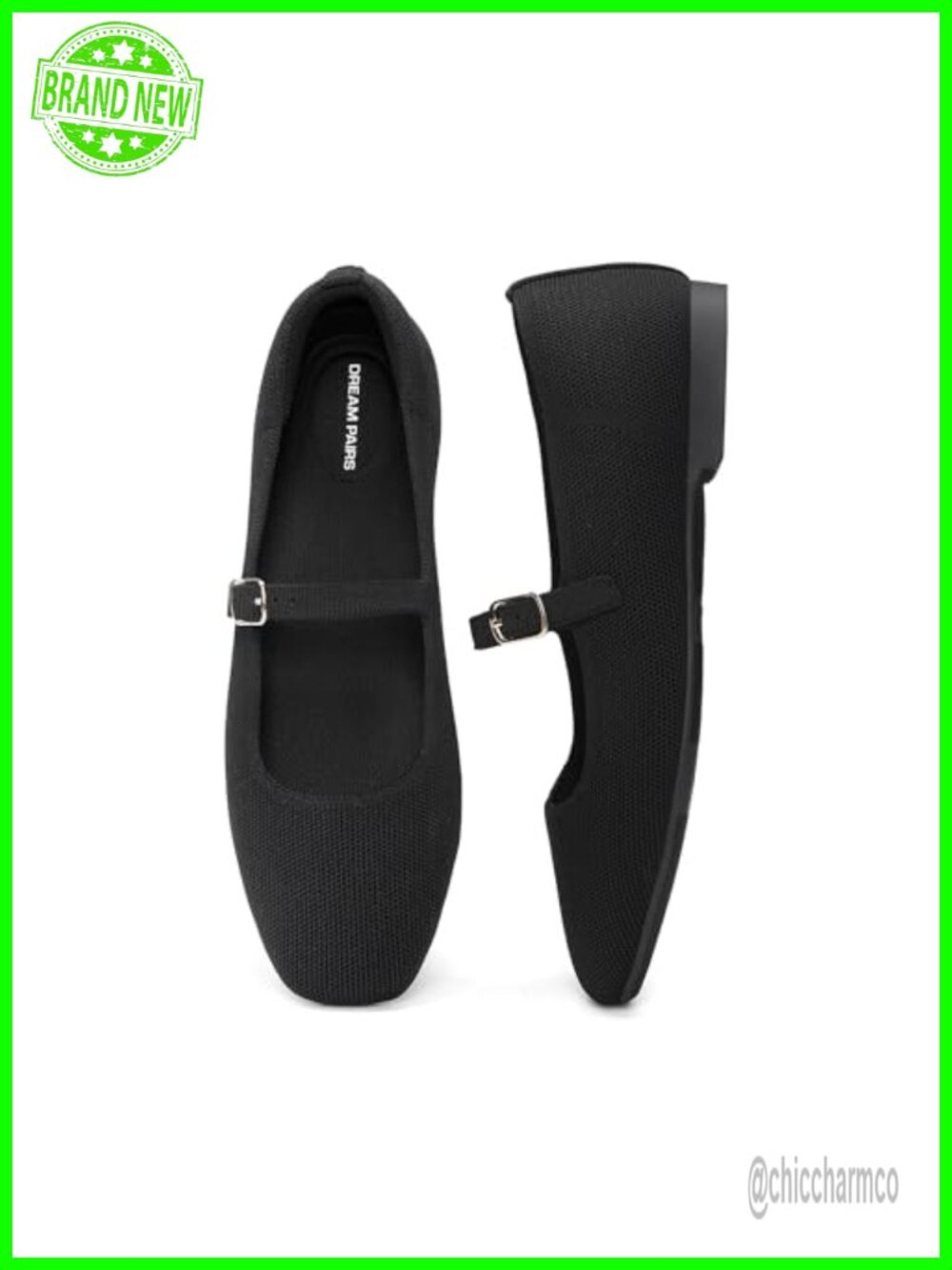 Women's Mary Jane Square Toe Ballet Flats Knit Comfort